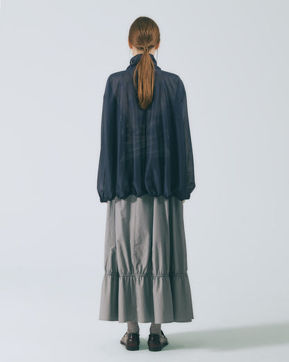 雙立領透紗外套 (深藍)