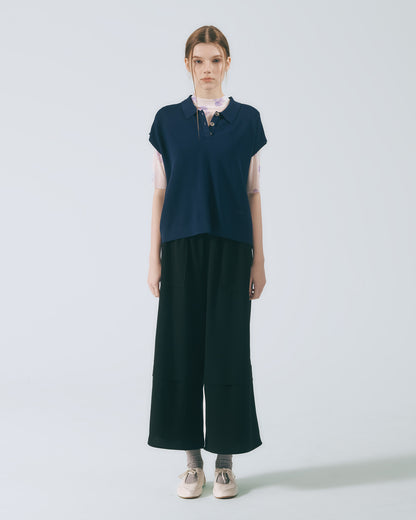 POLO領蓋袖針織上衣 (三色)