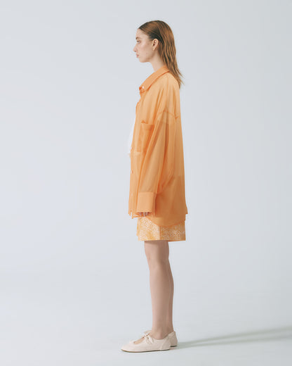 雙口袋長版襯衫 (亮橘)