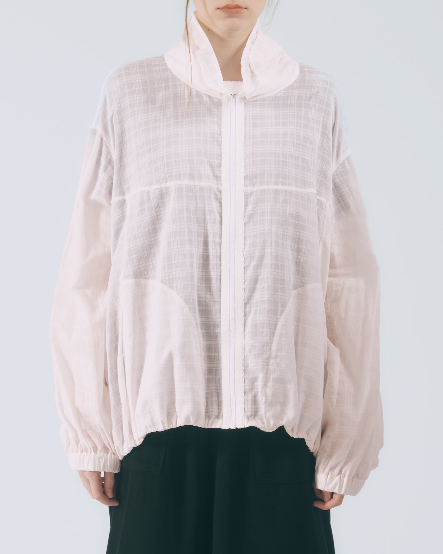 雙立領透紗外套 (粉色)