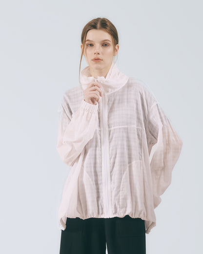 雙立領透紗外套 (粉色)