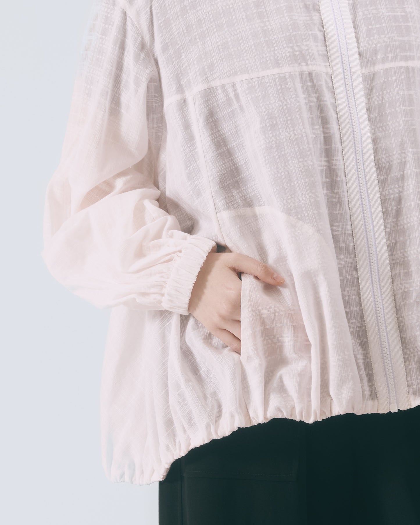 雙立領透紗外套 (粉色)