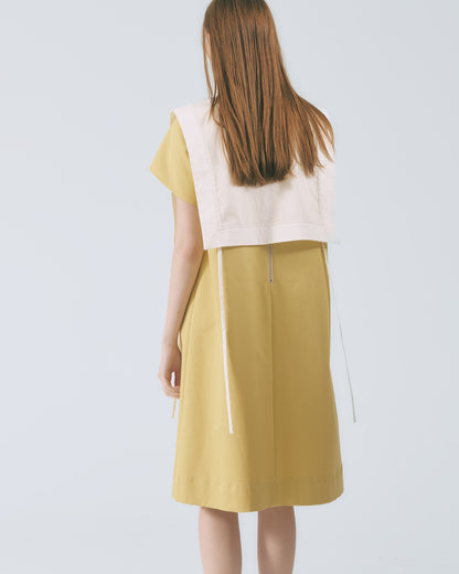 俐落剪裁長洋裝(黃色)