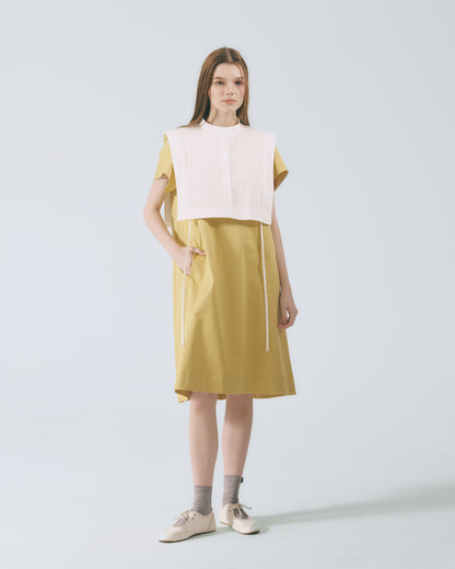 俐落剪裁長洋裝(黃色)