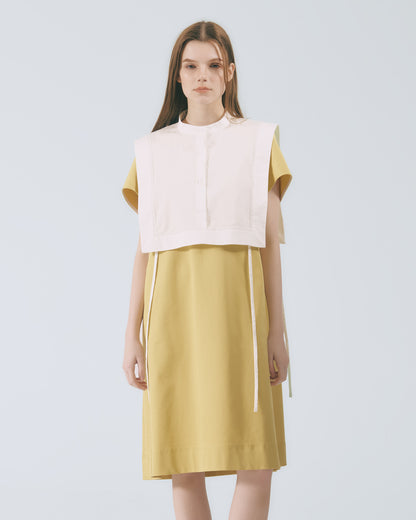 俐落剪裁長洋裝(黃色)