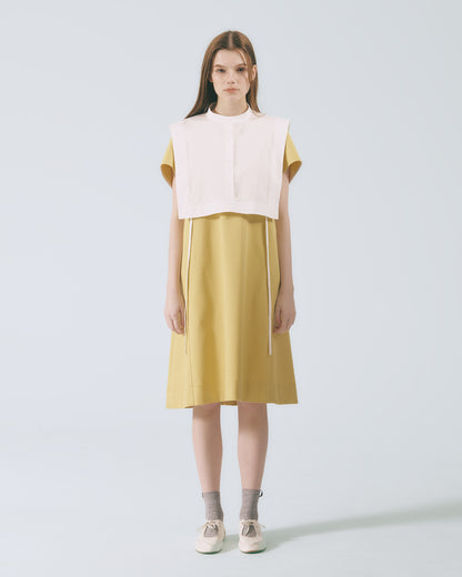 俐落剪裁長洋裝(黃色)