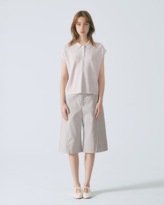 POLO領蓋袖針織上衣 (三色)