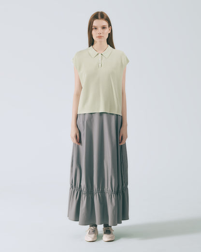 POLO領蓋袖針織上衣 (三色)