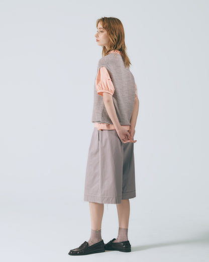 圓領羅紋針織背心 (粉藕)