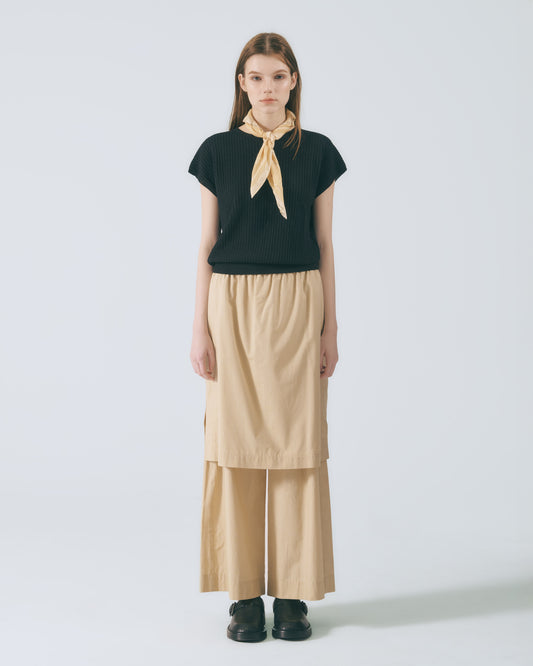 細條裙片直筒褲(黃色)