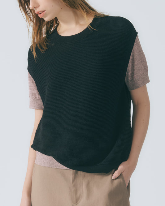 圓領羅紋針織上衣(粉藕)