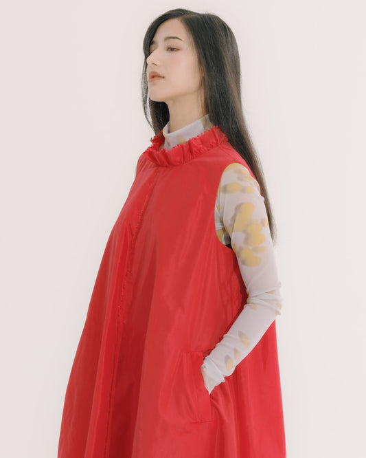 毛邊出芽幾何輪廓洋裝 (桃紅)