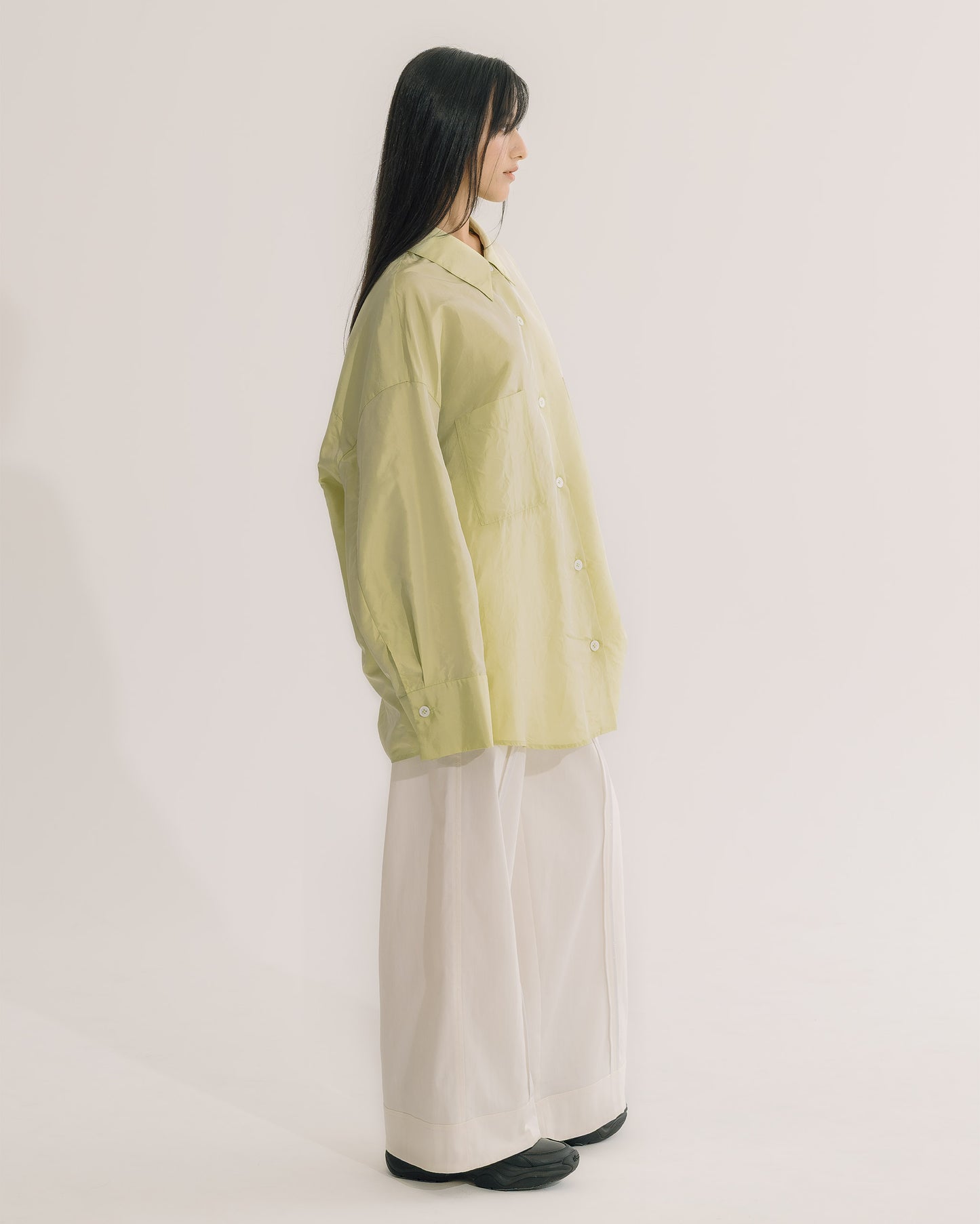 雙口袋絲質襯衫(淺綠)