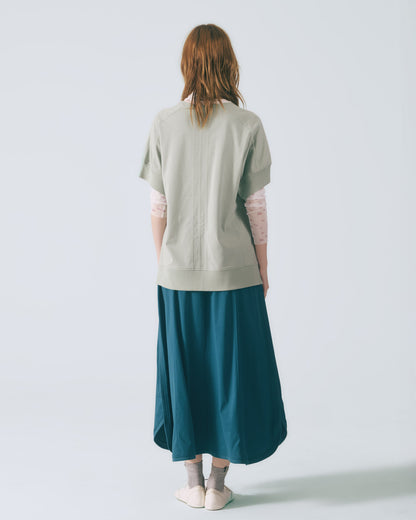 人字壓線A字長裙 (孔雀藍)