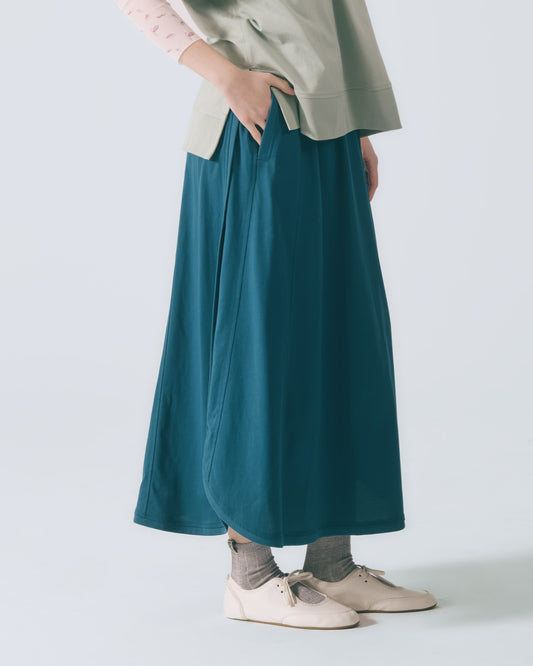 人字壓線A字長裙 (孔雀藍)