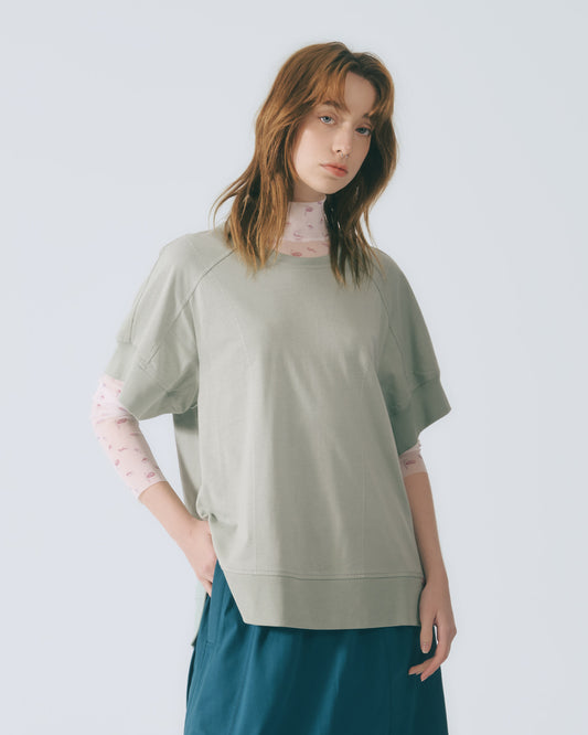 人字壓線寬版上衣 (淺綠)