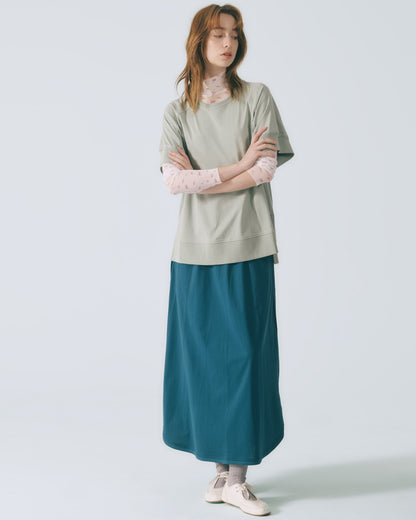 人字壓線A字長裙 (孔雀藍)