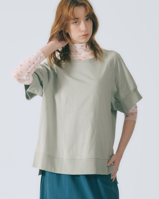 人字壓線寬版上衣 (淺綠)