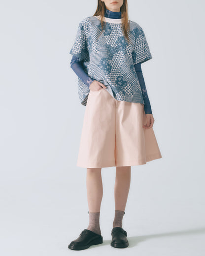 幾何花紋短袖上衣 (牛仔)