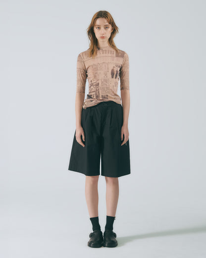 A字活褶五分褲 (黑色)