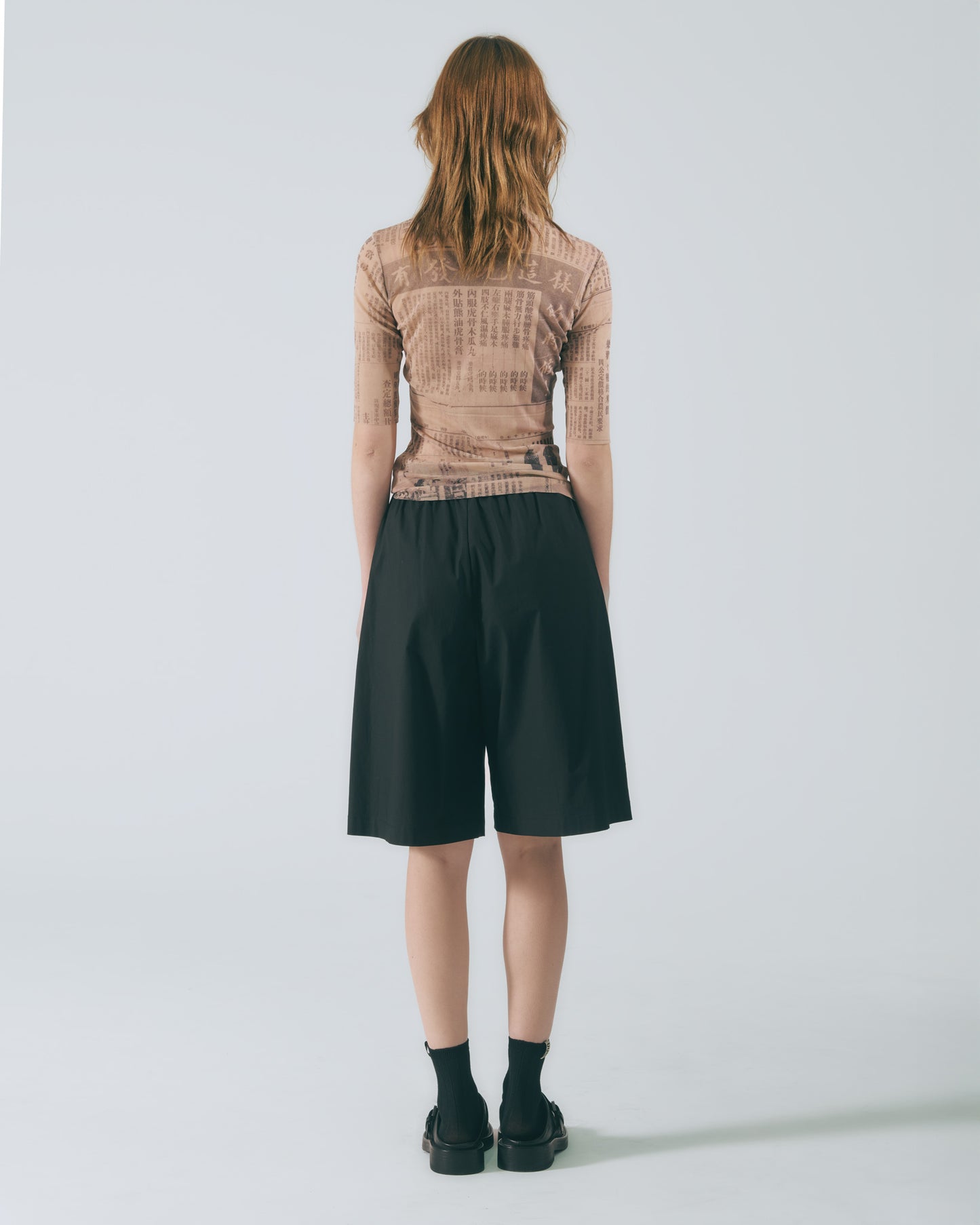 A字活褶五分褲 (黑色)