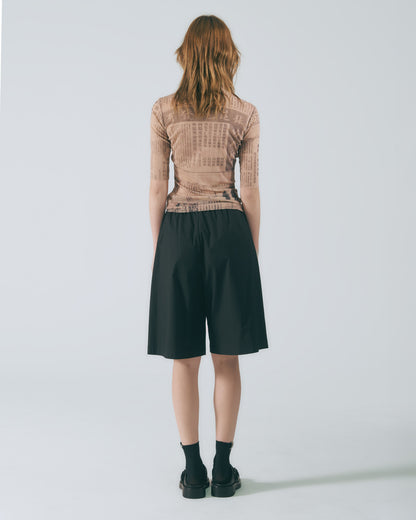 A字活褶五分褲 (黑色)