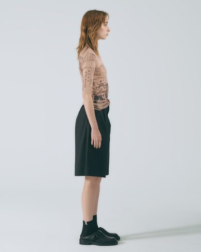 A字活褶五分褲 (黑色)