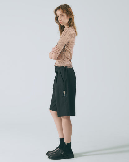 A字活褶五分褲 (黑色)