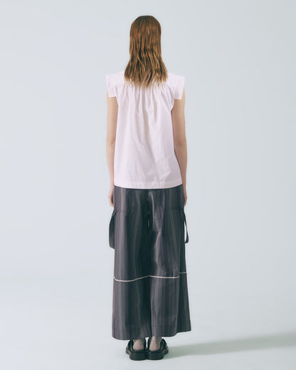 荷葉立領無袖上衣 (白色)