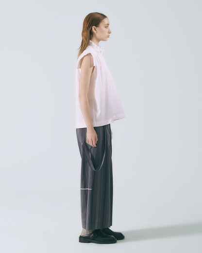 荷葉立領無袖上衣 (白色)