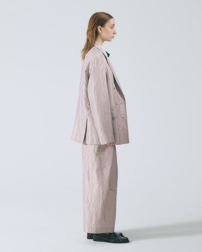 水洗絲質西裝寬褲(銀灰)