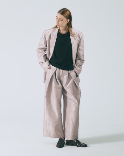 水洗絲質西裝寬褲(銀灰)