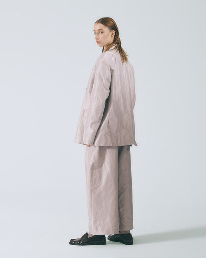 水洗絲質西裝寬褲(銀灰)