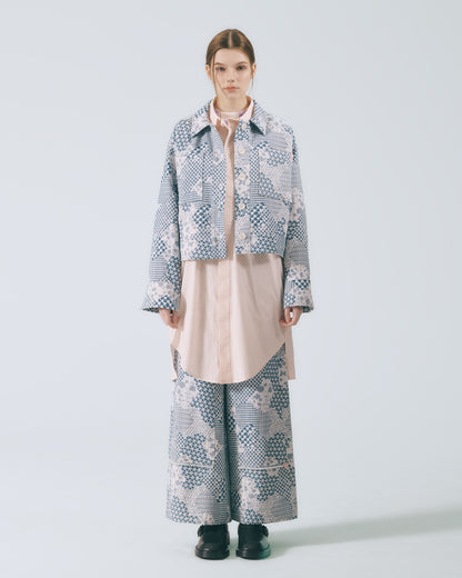 幾何花紋工裝外套 (牛仔花)