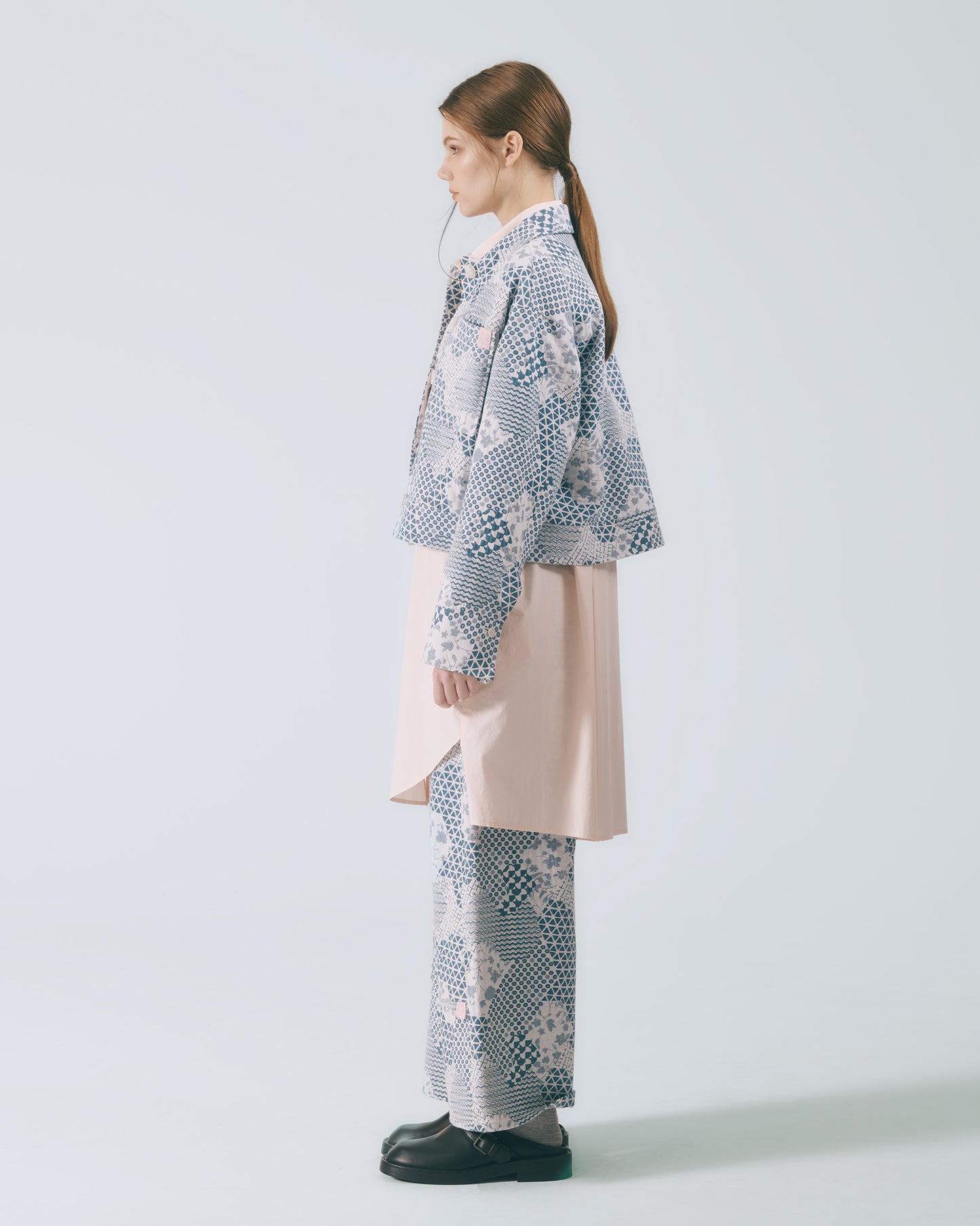 幾何花紋工裝外套 (牛仔花)