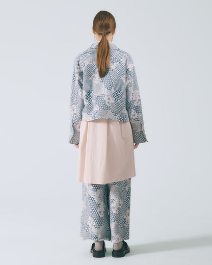 幾何花紋直筒褲 (牛仔花)