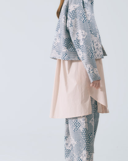 幾何花紋工裝外套 (牛仔花)