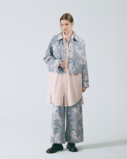 幾何花紋直筒褲 (牛仔花)