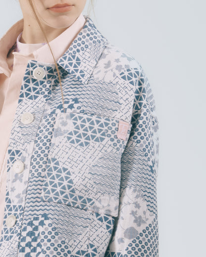 幾何花紋工裝外套 (牛仔花)