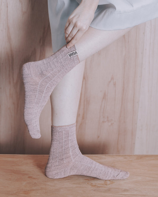 織標羅紋長襪(粉藕)