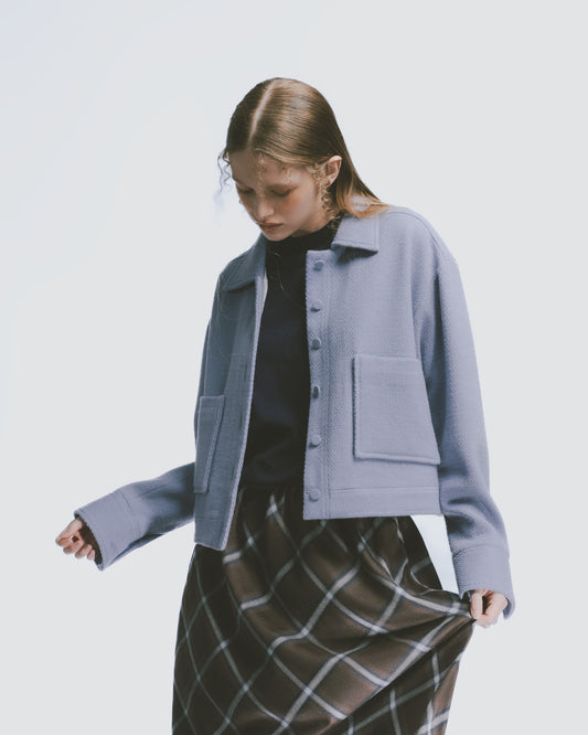 Silver Onion Double Pocket Short Wool Jacket (Mist Blue) 