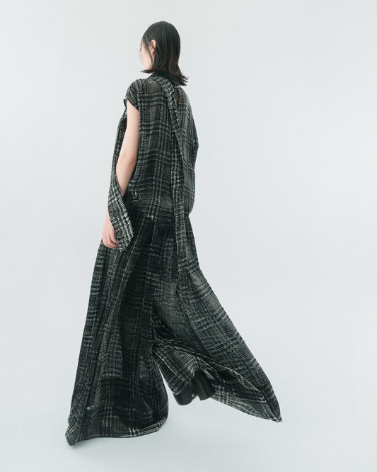 Plaid velvet shrunken turtleneck top