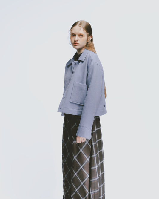 Silver Onion Double Pocket Short Wool Jacket (Mist Blue) 
