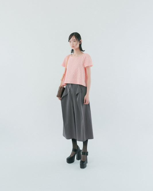 Beige transparent skin puff top