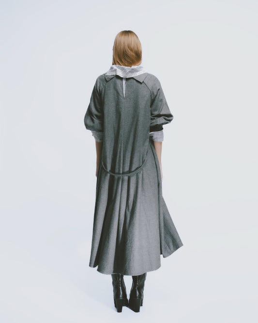 Misty grey brushed tie loose dress