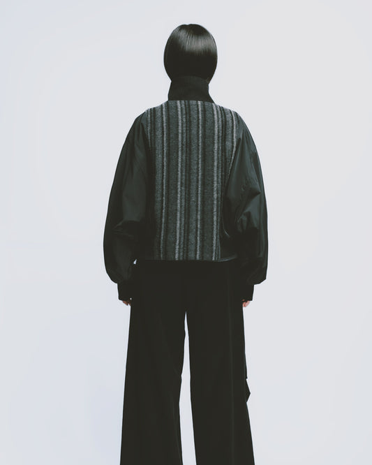 Wool patchwork quilted bomber jacket