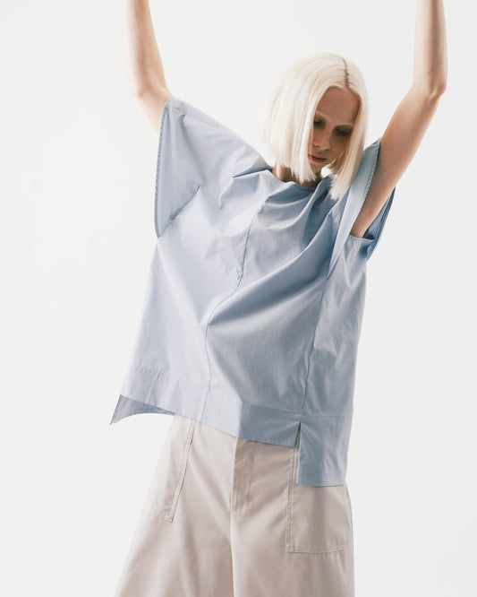 Light blue ruffle sleeve top