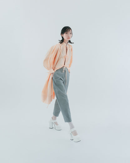 黃橘點綁帶長袍