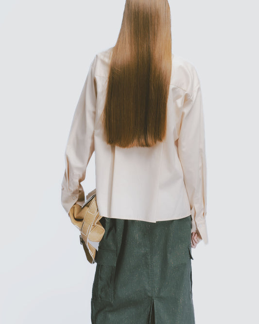 Pink Twill High Collar Shirt 
