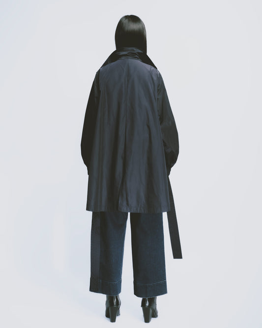 Solid color functional multi-pocket windbreaker jacket (dark blue)